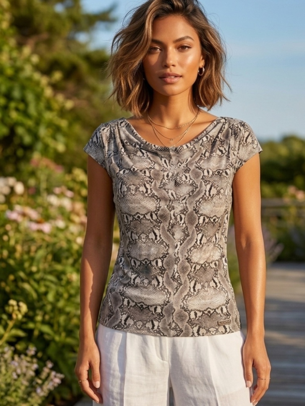BCBG Maxazria Snake Print Top